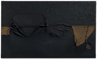 Alberto Burri - Nero con punti rossi (Black with Red Stitches)