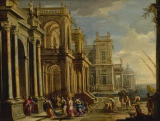 Alberto Carlieri - The Queen Of Sheba Visiting King Solomon In An Architectural Capriccio