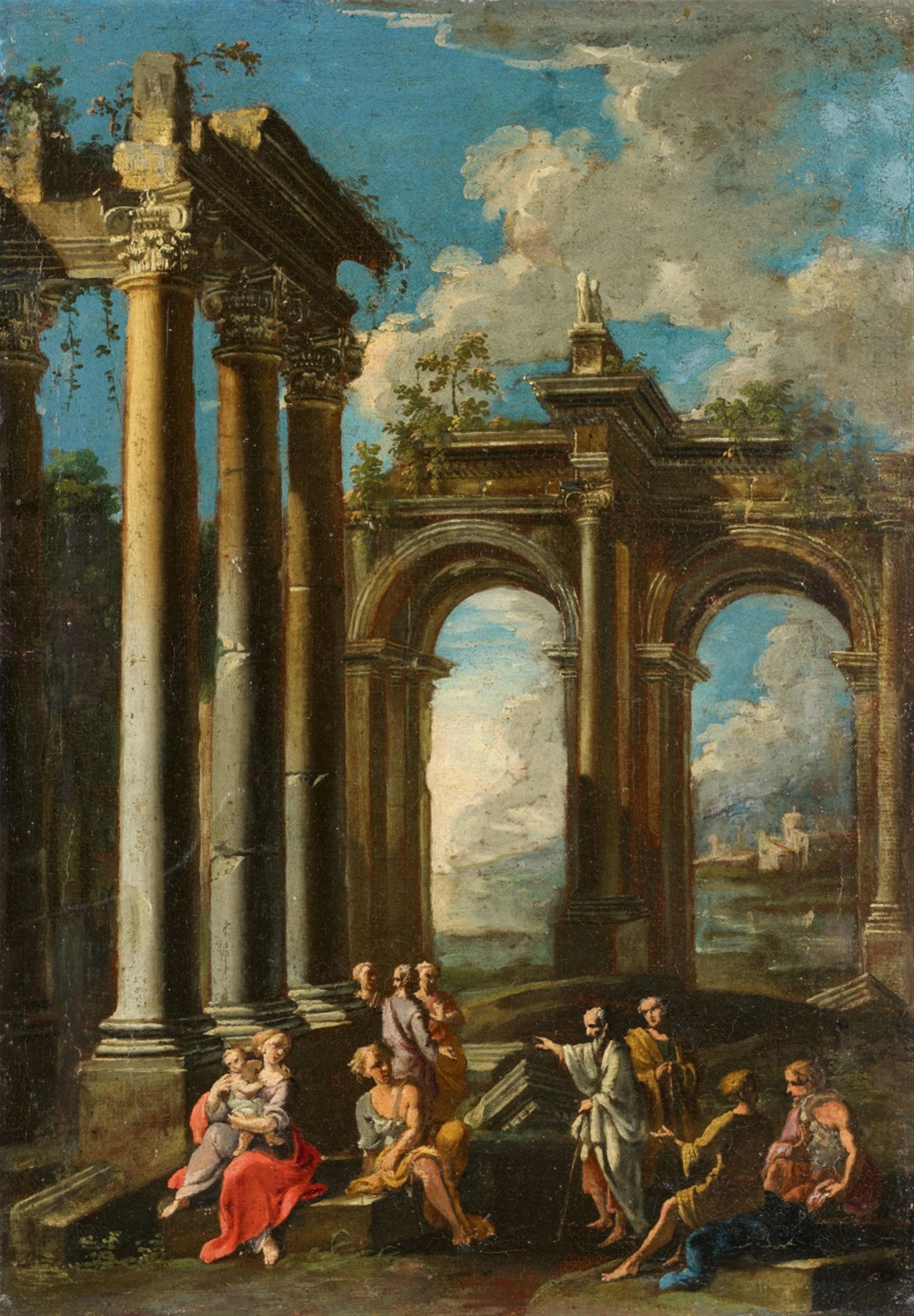 Alberto Carlieri - Zwei Architekturcapricci mit Figuren