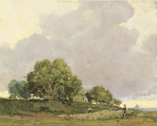 Alberto Carosi - Gregge Nel Paesaggio, Con Roma Sullo Sfondo