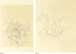 Alberto Giacometti - Fleurs D\'Automne Dans Un Vase, 1958 - Recto Cinq Pommes Dans Un Plat - Verso