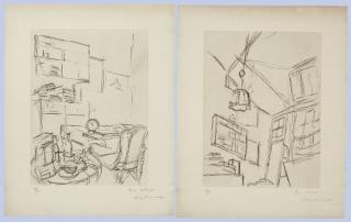 Alberto Giacometti - Sammelnummer von zwei Radierungen: The alarm clock (La Réveille-matin), 1965 / View from the bed, with lampshade (Vision du lit et abat-jour), 1965