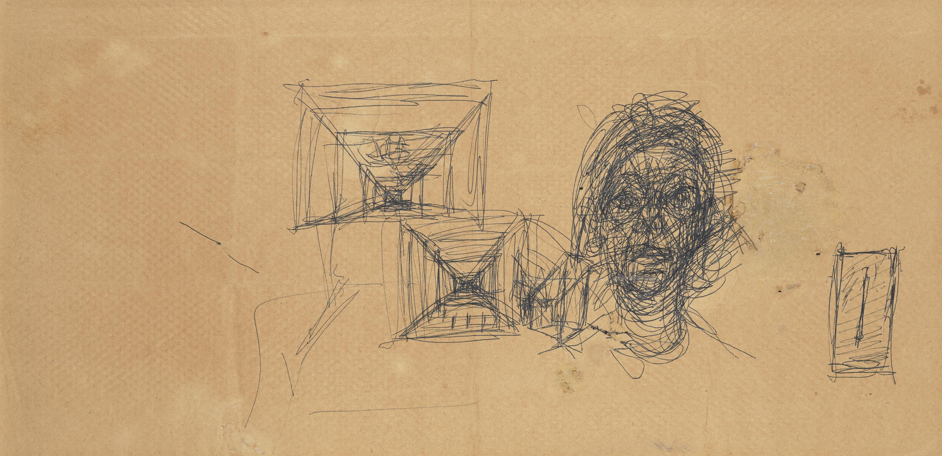 Alberto Giacometti - Tête d\'Annette et études de perspectives