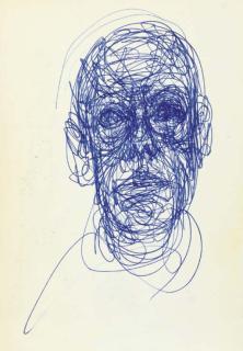 Alberto Giacometti - Tête de Diego; other sketches executed on various pages of the 1962 edition of the book Adieu la passerose
