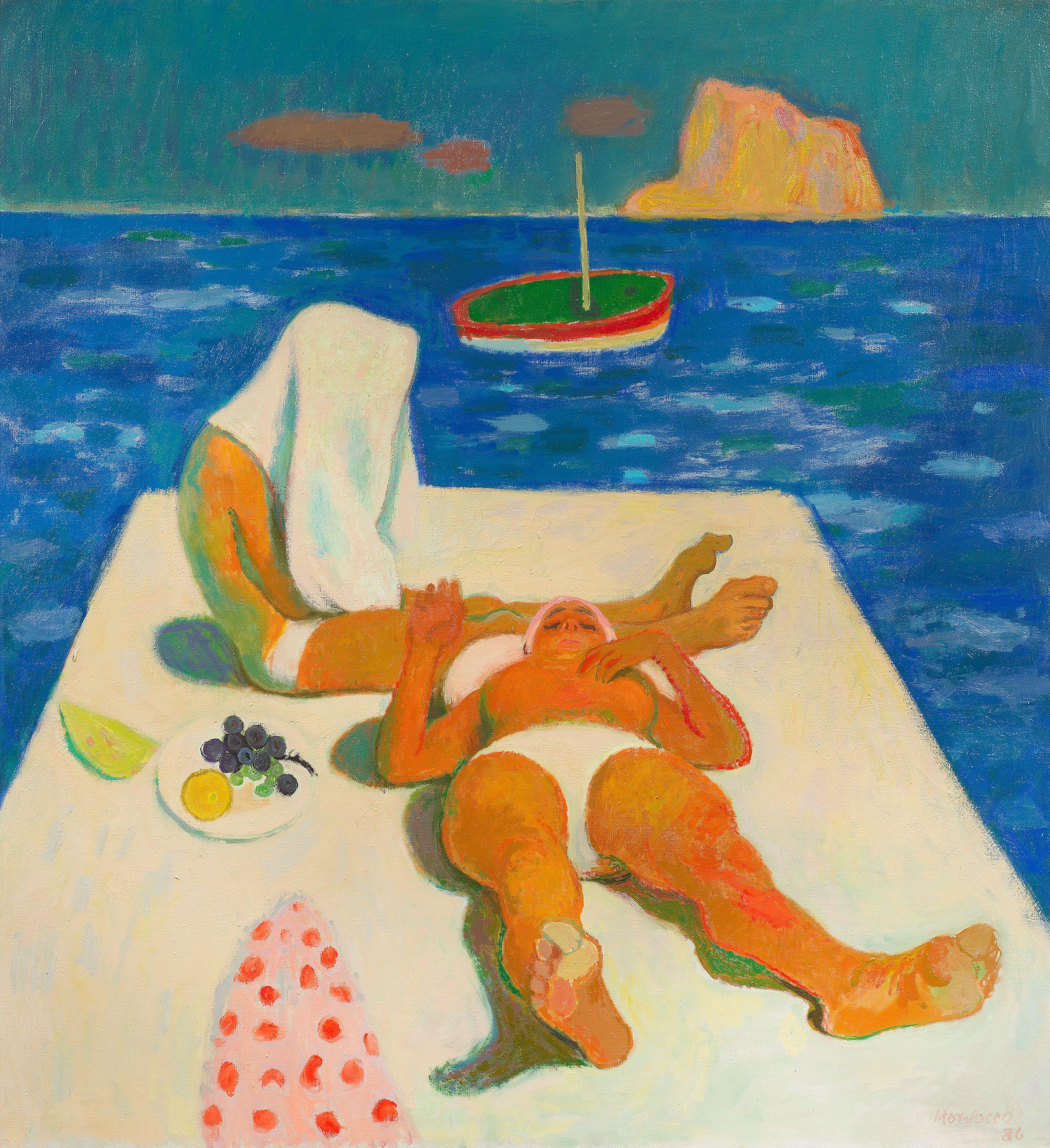 Alberto Morrocco OBE RSA RSW RP RGI Lld D Univ - Bathers at Basiluzzo