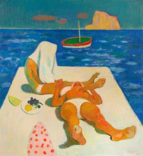 Alberto Morrocco OBE RSA RSW RP RGI Lld D Univ - Bathers at Basiluzzo