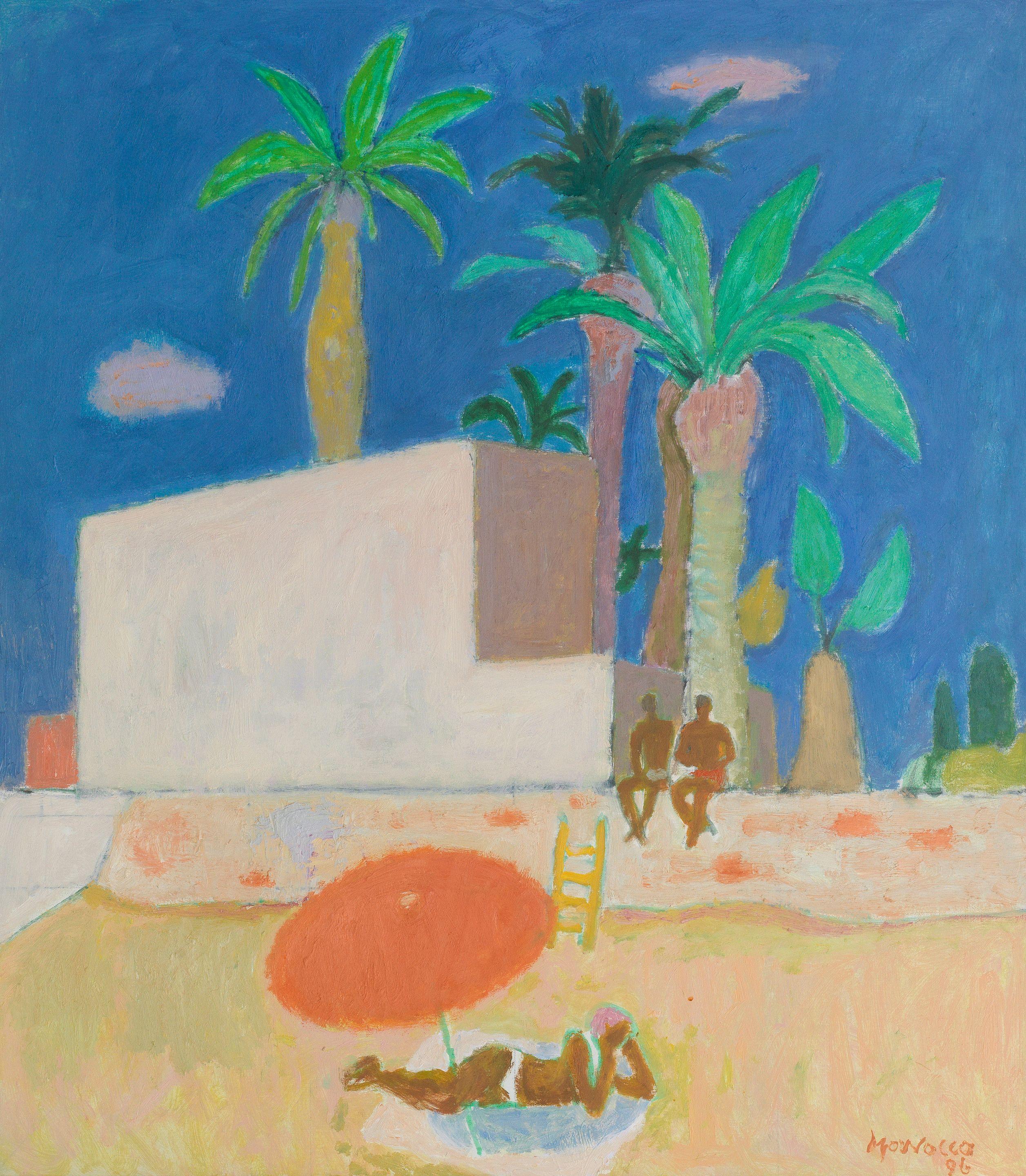 Alberto Morrocco OBE RSA RSW RP RGI LLD D Univ - \'Love, Wall and Palms\'