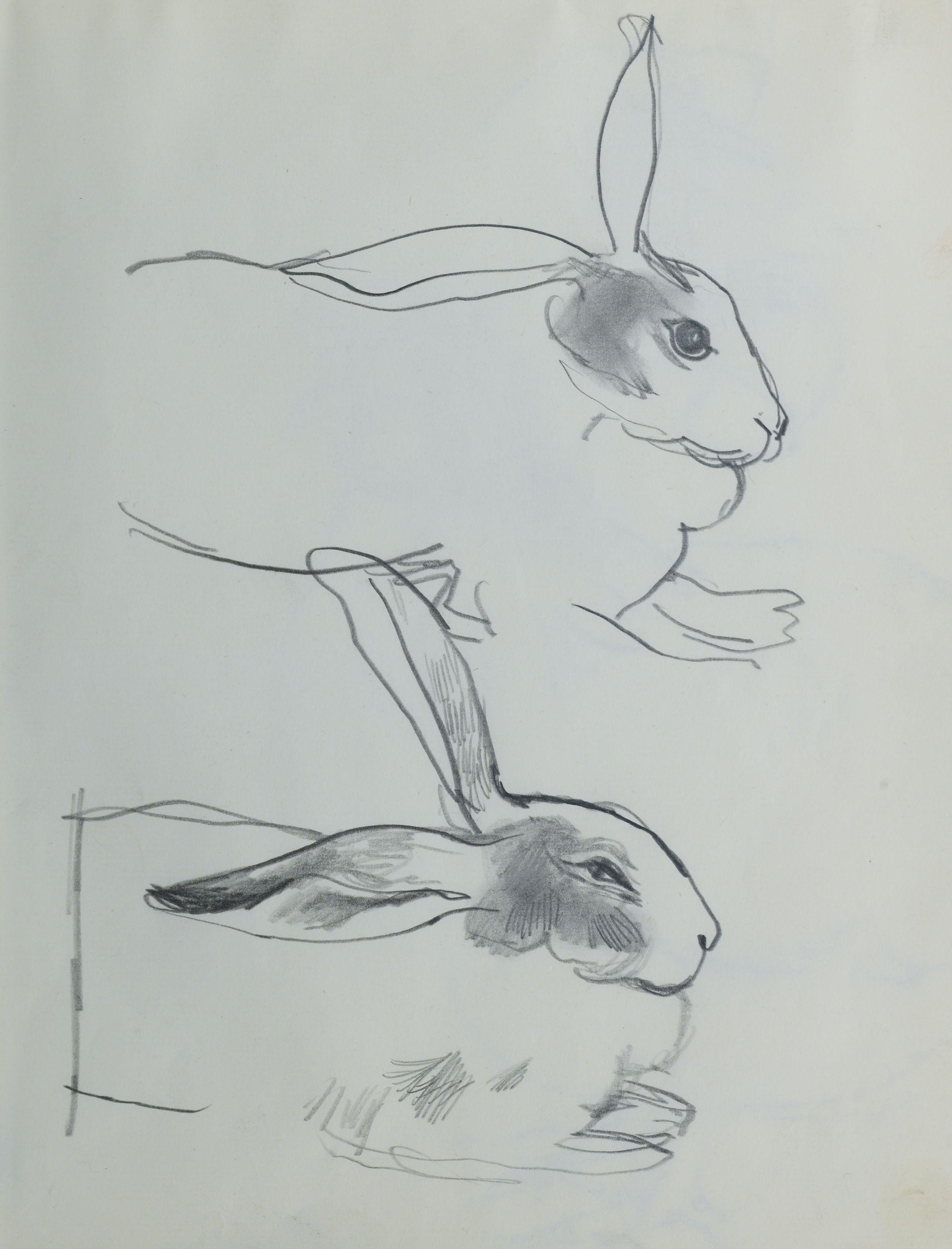 Alberto Morrocco OBE RSA RSW RP RGI LLD D Univ - Rabbits unframed, but mounted