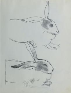 Alberto Morrocco OBE RSA RSW RP RGI LLD D Univ - Rabbits unframed, but mounted