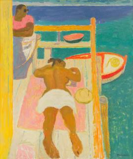 Alberto Morrocco OBE RSA RSW RP RGI Lld D Univ - Sun Bathers, Fondachello