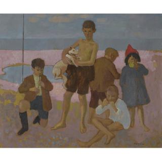 Alberto Morrocco, R.S.A., R.S.W. - Children On The Beach