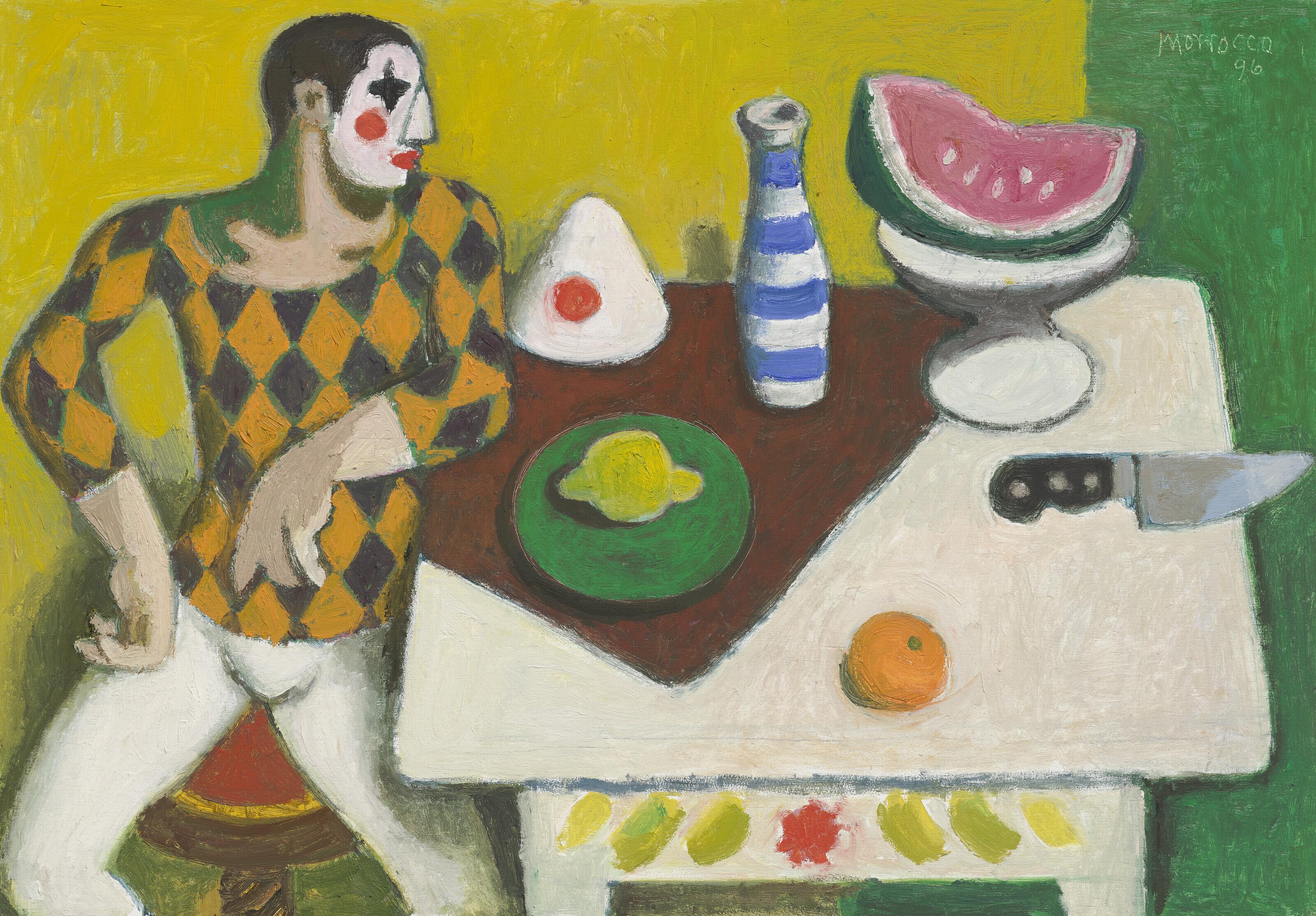 Alberto Morrocco, R.S.A. R.S.W. - Still Life with Clown