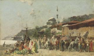 Alberto Pasini - A market on the Bosphorus