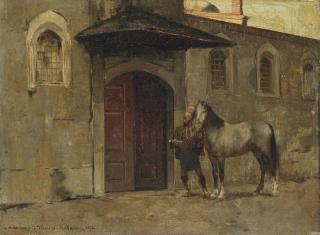 Alberto Pasini - Cavalier Arabe À La Porte D\'Un Caravansérail