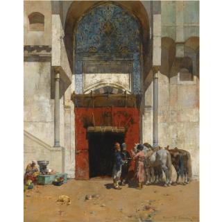 Alberto Pasini - Italian cavalry Before A Mosque
