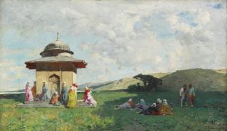 Alberto Pasini - Italian turkish Women At A Shrine