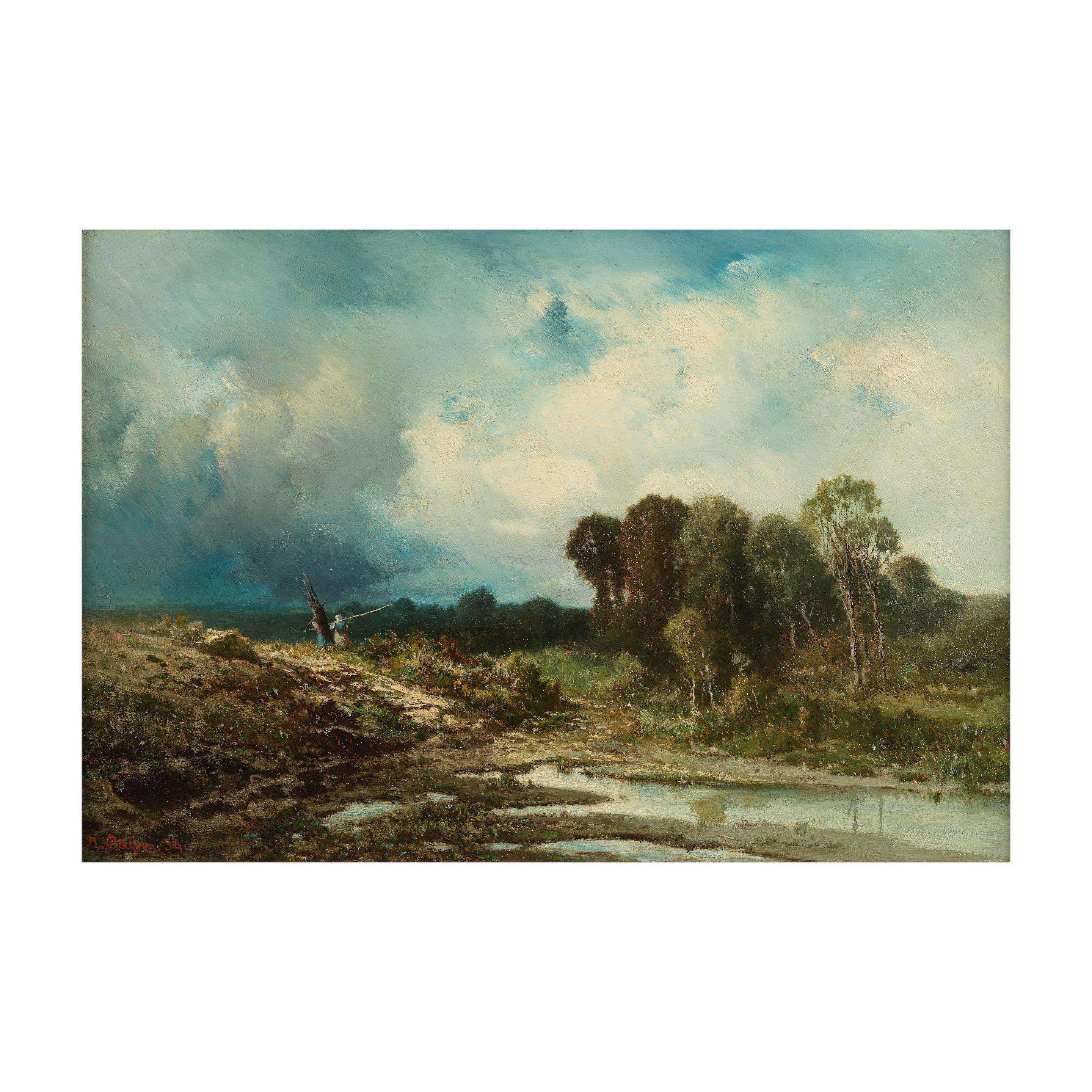 Alberto Pasini - Paysage rural, au bord de l\'eau