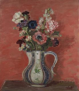 Alberto Salietti - Fiori su fondo rosa