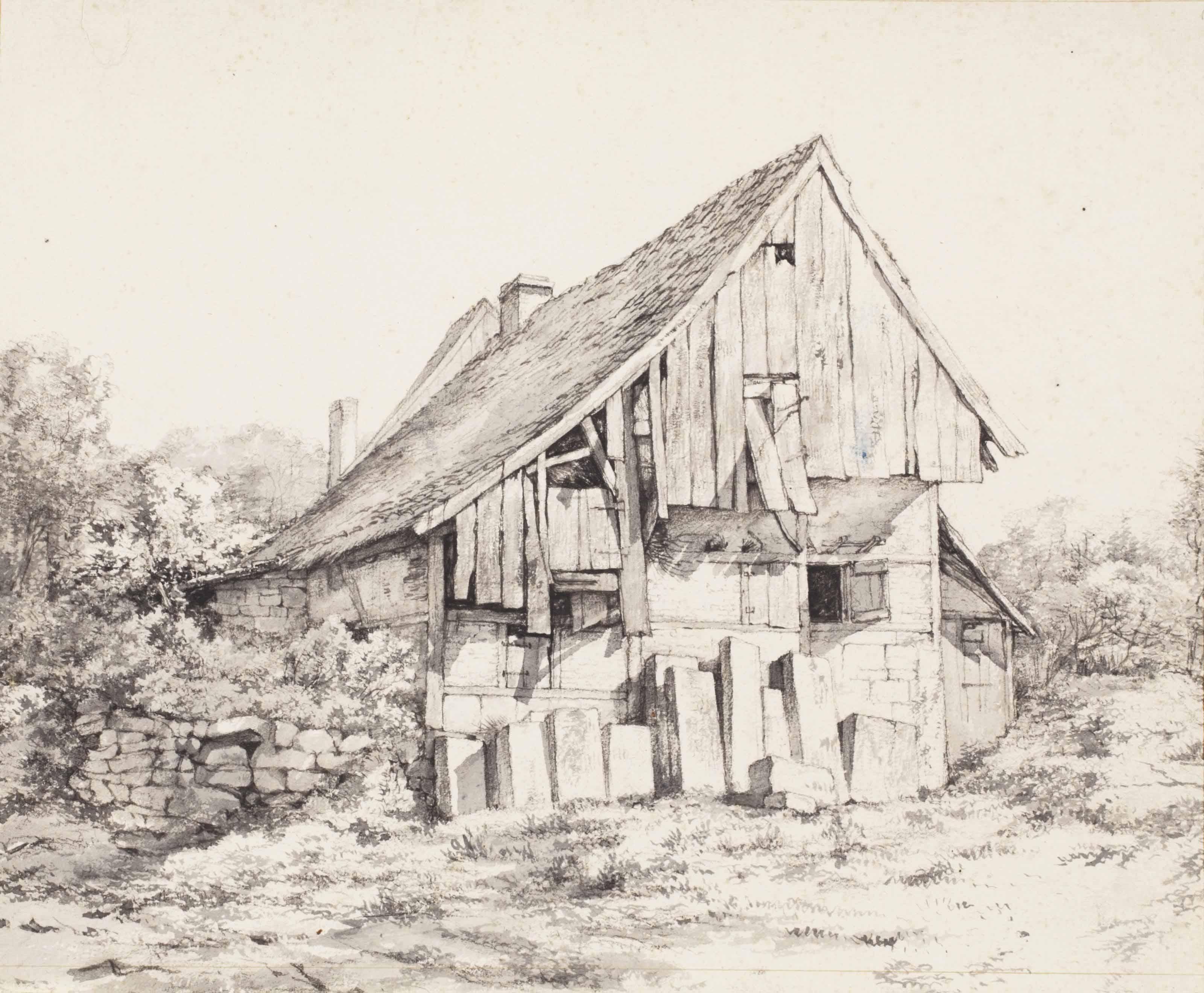 Albertus Brondgeest - Three Views In Or Near Bentheim: A Ramshackle Building At The Stone Quarry; View Of Neuenhaus, Near Bentheim (Pl. 9); And The Courtyard Of Schüttorf Castle, Bentheim (Pl. 9)