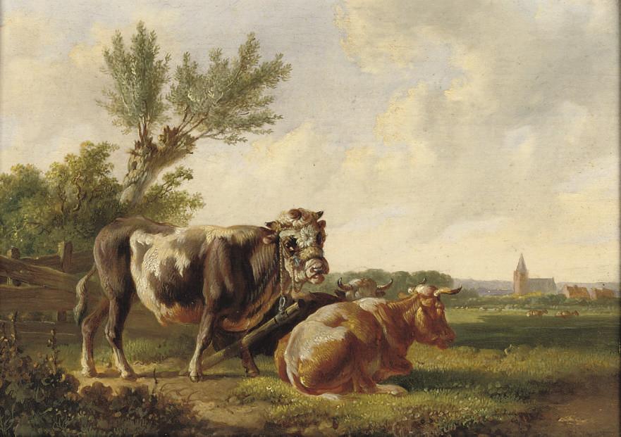Albertus Verhoesen - Cattle In The Meadow