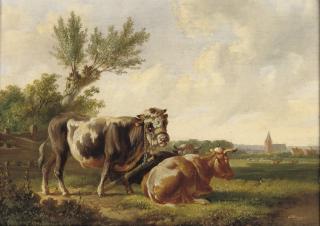 Albertus Verhoesen - Cattle In The Meadow