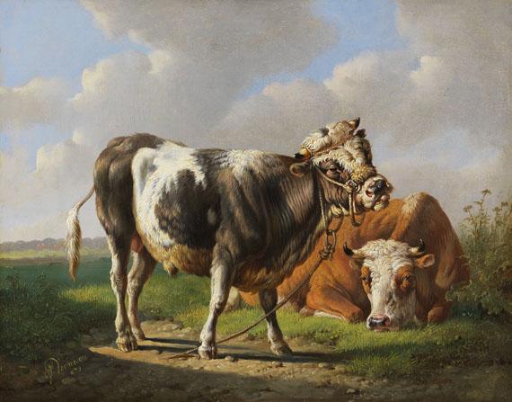 Albertus Verhoesen - Der Angeber (Junger Stier und liegende Kuh)