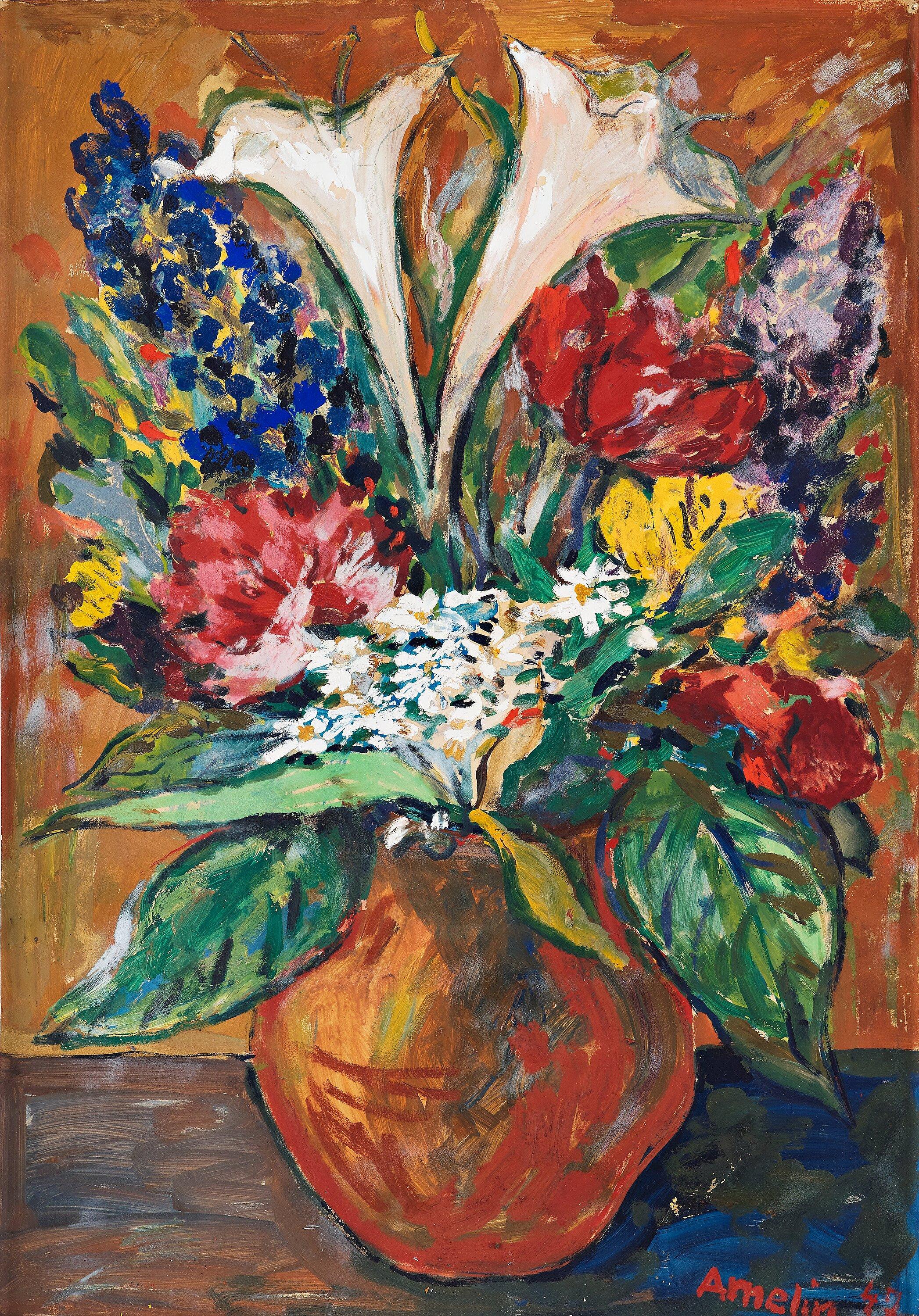 Albin Amelin - Still life with flowers