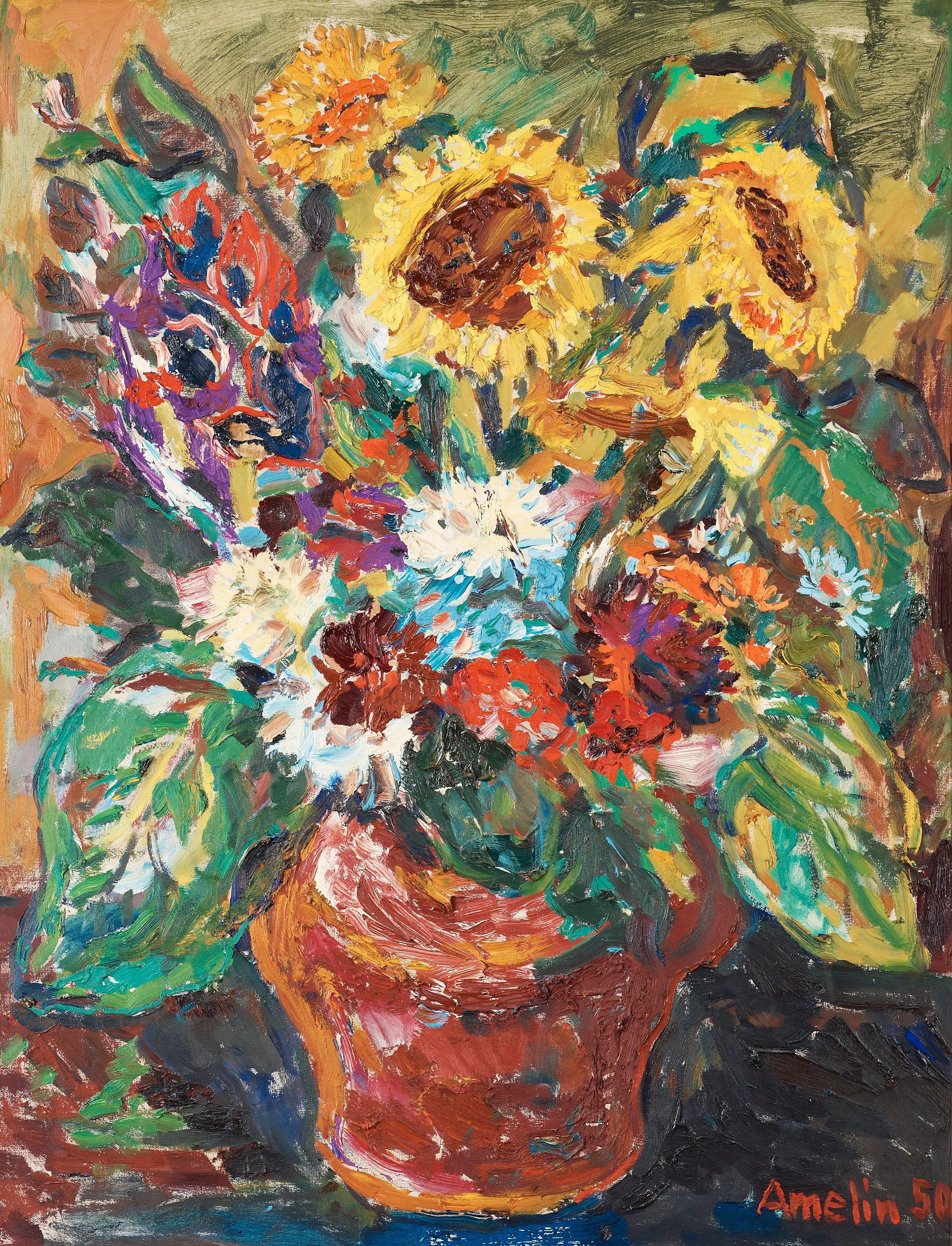 Albin Amelin - Still life with sunflowers