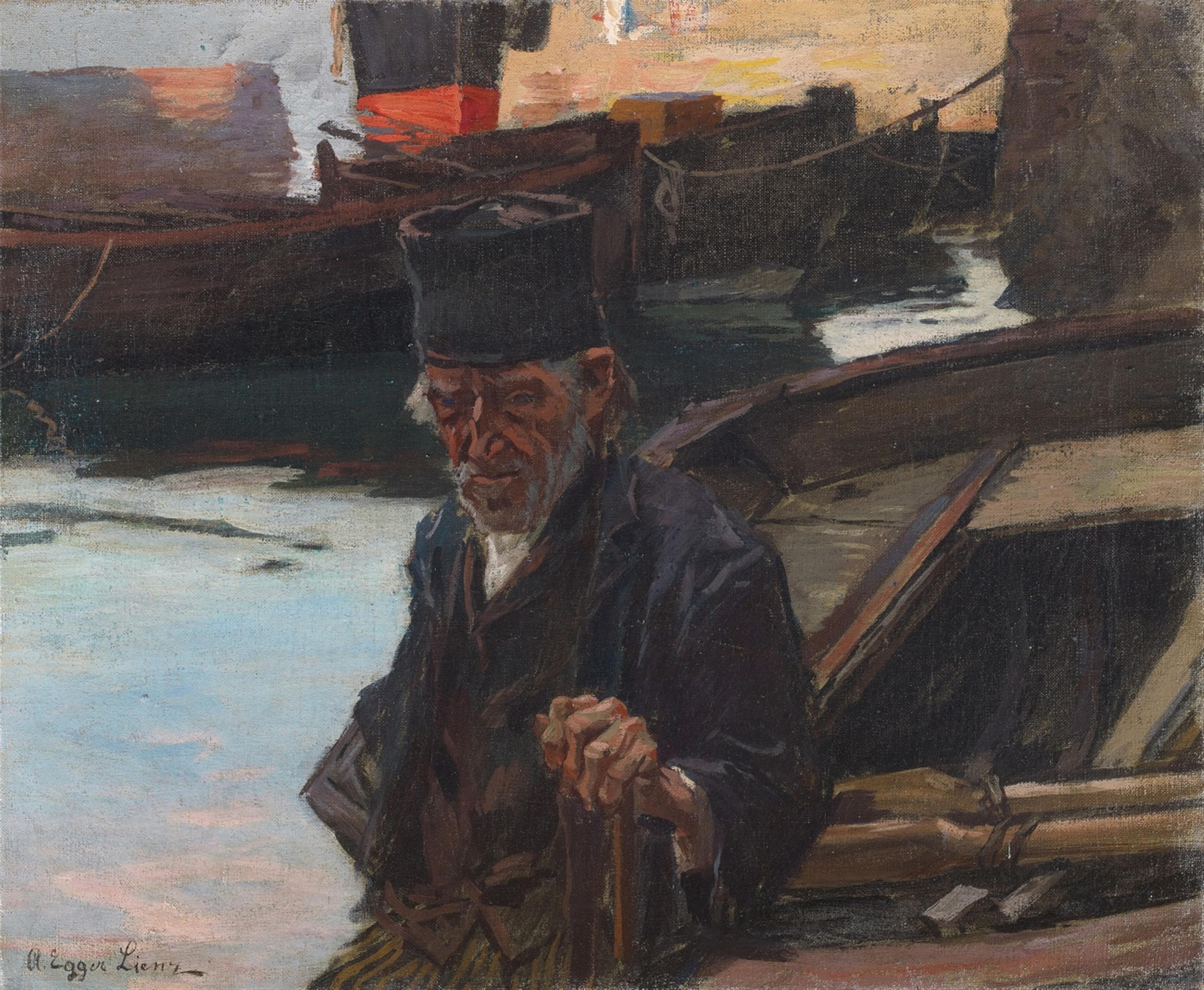 Albin Egger-Lienz - Alter Fischer am Hafen