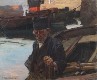 Albin Egger-Lienz - Alter Fischer am Hafen