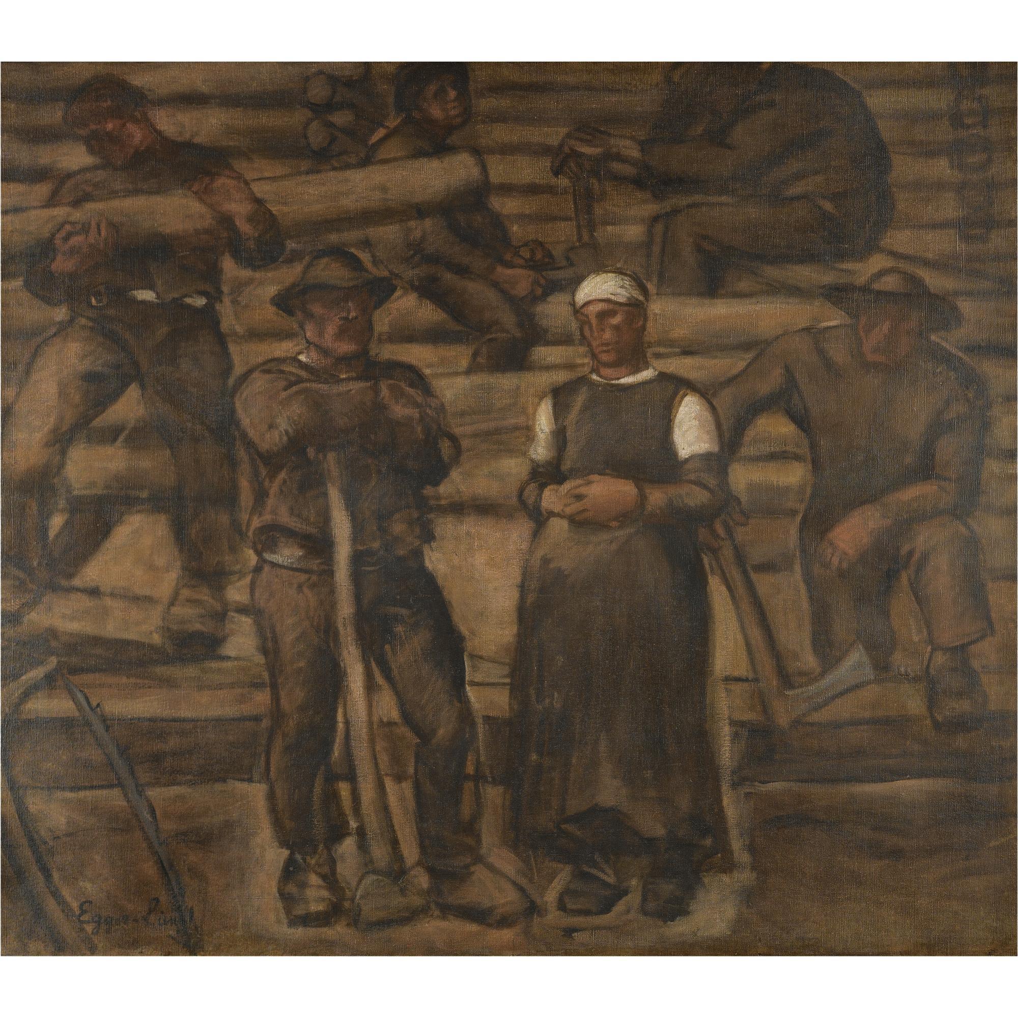 Albin Egger-Lienz - Austrian \'Die Lebensalter\' (Recto); Studie Für Die Figur Des Teufels In \'Sämann Und Teufel\' (Verso); (The Ages Of Life (Recto);  Study For The Figure Of The Devil In \'Sämann Und Teufel\' (Verso)) 