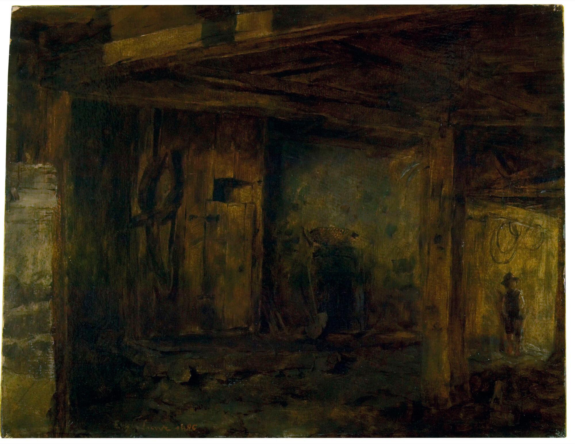 Albin Egger-Lienz - Stallinterieur (Studie zu „Der Dorfpfeifer“).