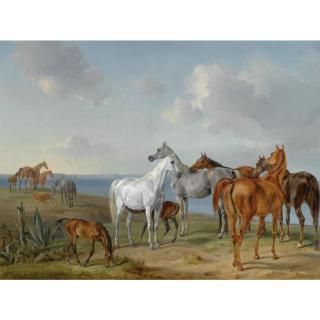 Albrecht Adam - German pferde Auf Der Weide (Arabian Horses At Pasture)