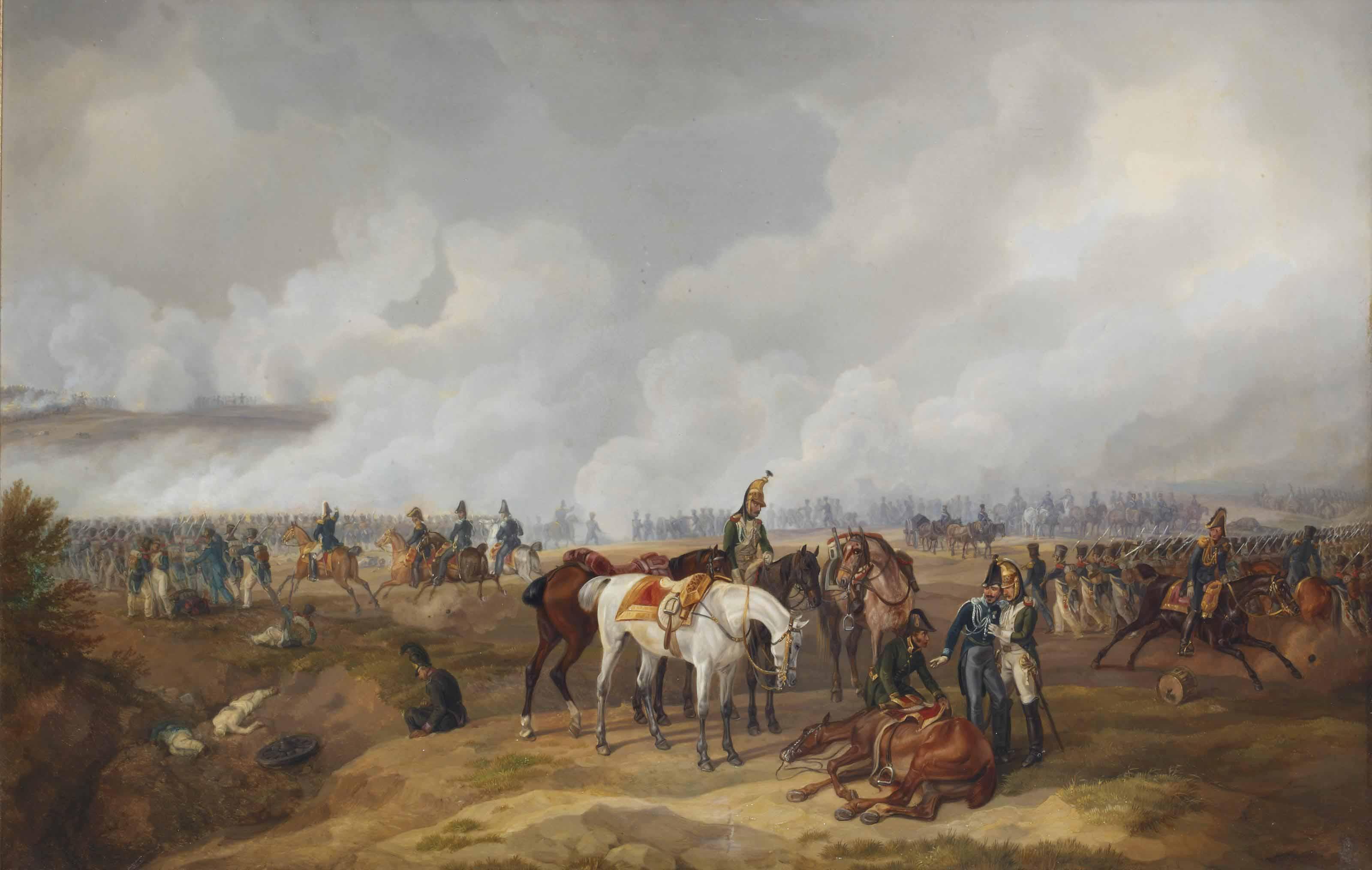 Albrecht Adam - In der Schlacht an der Moscwa: Napoleon\'s army during the Battle of Borodino, Moscow