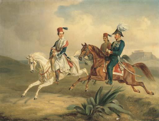 Albrecht Adam - King Otto of Greece on Horseback with the Parthenon beyond