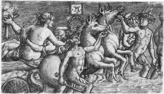 Albrecht Altdorfer - Liebespaar von Seegöttern im Triumph geführt.