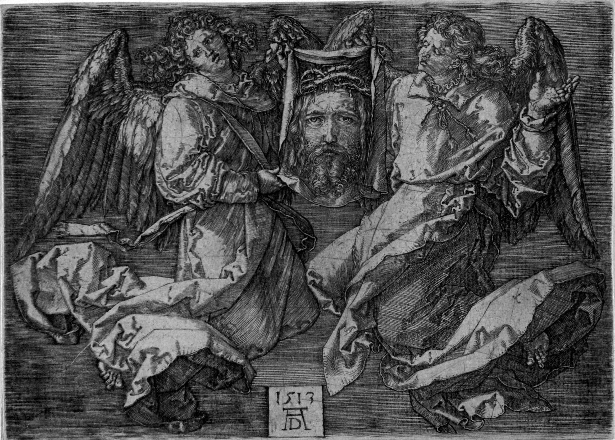 Albrecht Dürer - Das Schweißtuch, von zwei Engeln gehalten.