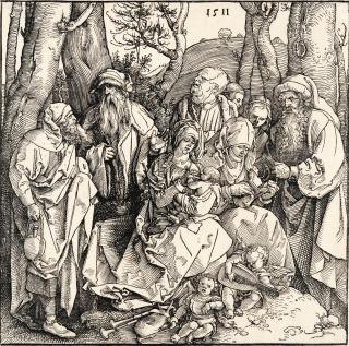 Albrecht Dürer - Die heilige Sippe mit zwei musizierenden Engelknaben
