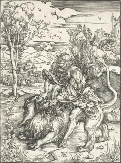 Albrecht Dürer - Samson fighting with the Lion