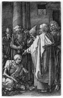 Albrecht Durer - St. Peter and St. John Healing the Cripple, from The Engraved Passion (B. M. Holl. 18)