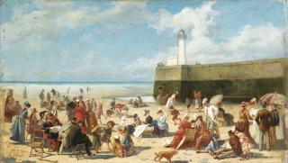 Alcide-Théophile Robaudi - Scène De Plage En Été