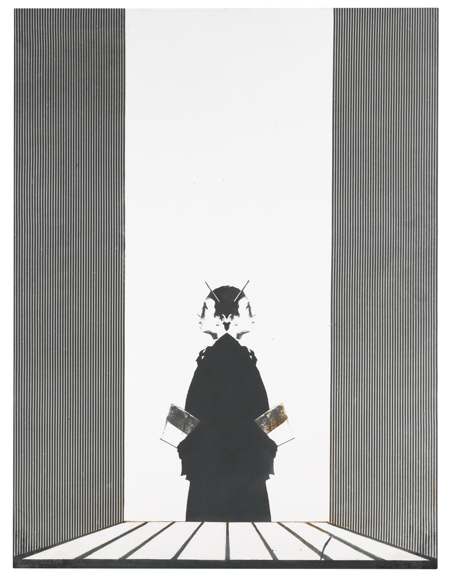 Aldo Tagliaferro - Natura Morta Con Ragazzo+Piano+Retinosigned, Titled And Dated 1969 On Th Reverse, Black And White Photograph On Canvas