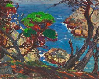 Aldro Thompson Hibbard - California, Carmel Coast 16 x 20 1/8 in. (40.6 x 51.1 cm.)