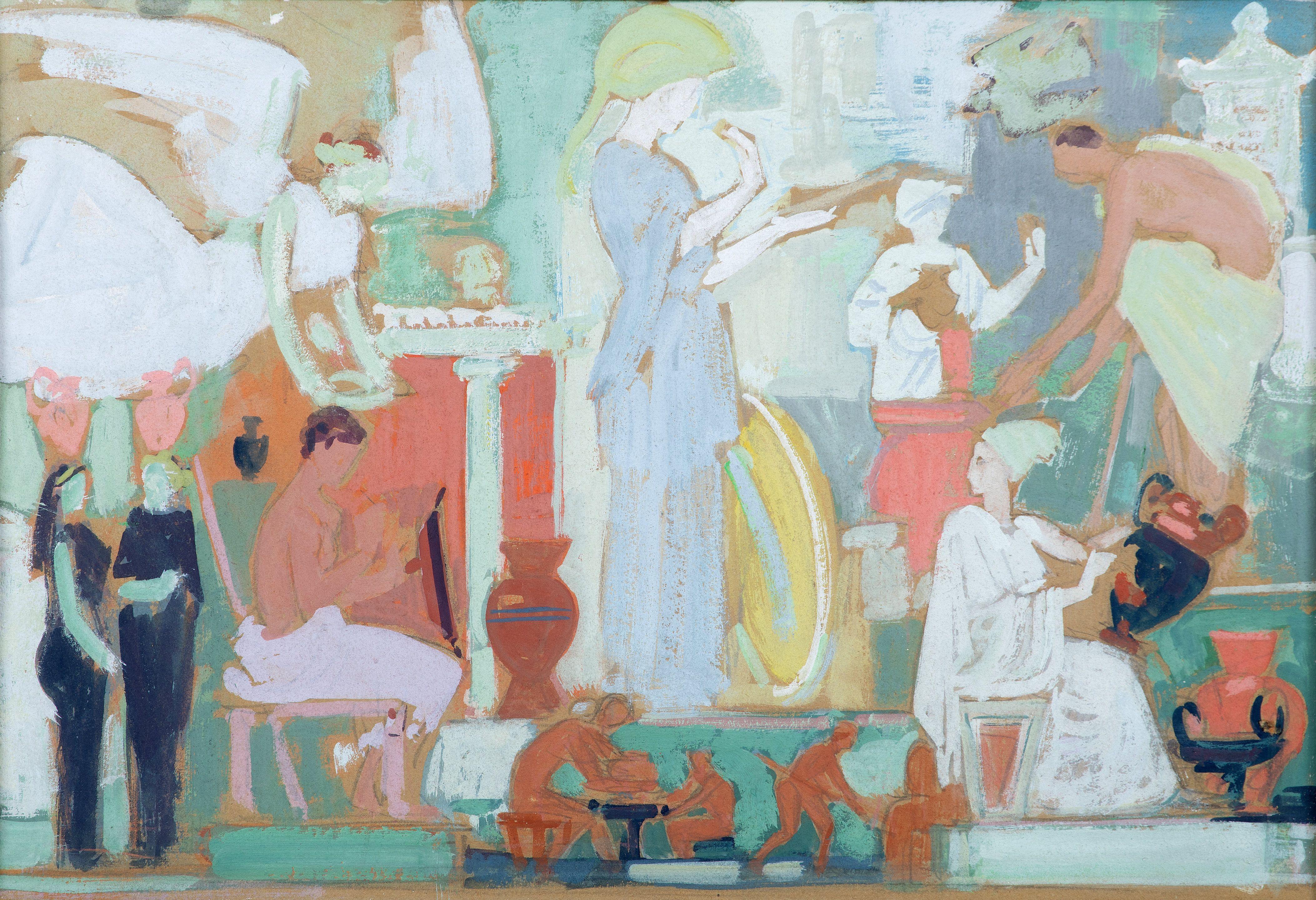 Alecos Condopoulos - Ergani/ Maquettes pour le tableau du Musée Archéologique d\'Athènes 32 x 43cm (12 5/8 x 16 15/16in) cm et 18 x 24cm (7 1/16 x 9 7/16in).