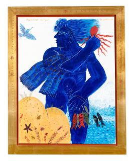 Alecos Fassianos - Le Chasseur de mer (encadré par l\'artiste 80 x 64,5 cm.)