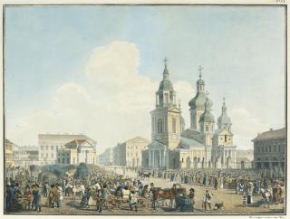Aleksandr Briullov - Sennaia Square, St Petersburg