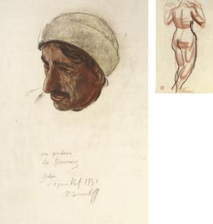 Aleksandr Evgen\'evich Iakovlev - Portrait of an Afghan (illustrated); Three studies of female nudes (one illustrated)