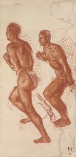 Aleksandr Evgen\'evich Iakovlev - Two Studies of A Walking Male Nude Carrying A Basket