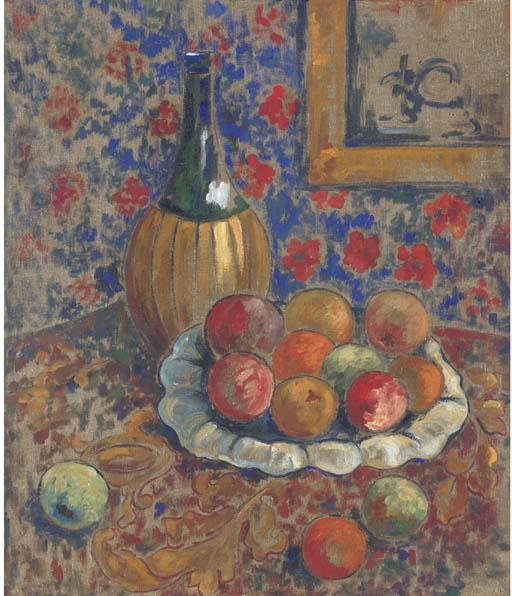 Aleksandra Aleksandrovna Ekster - Still Life With Bottle And Fruit