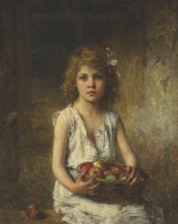 Aleksei Harlamoff - Young Girl With A Basket Of Apples
